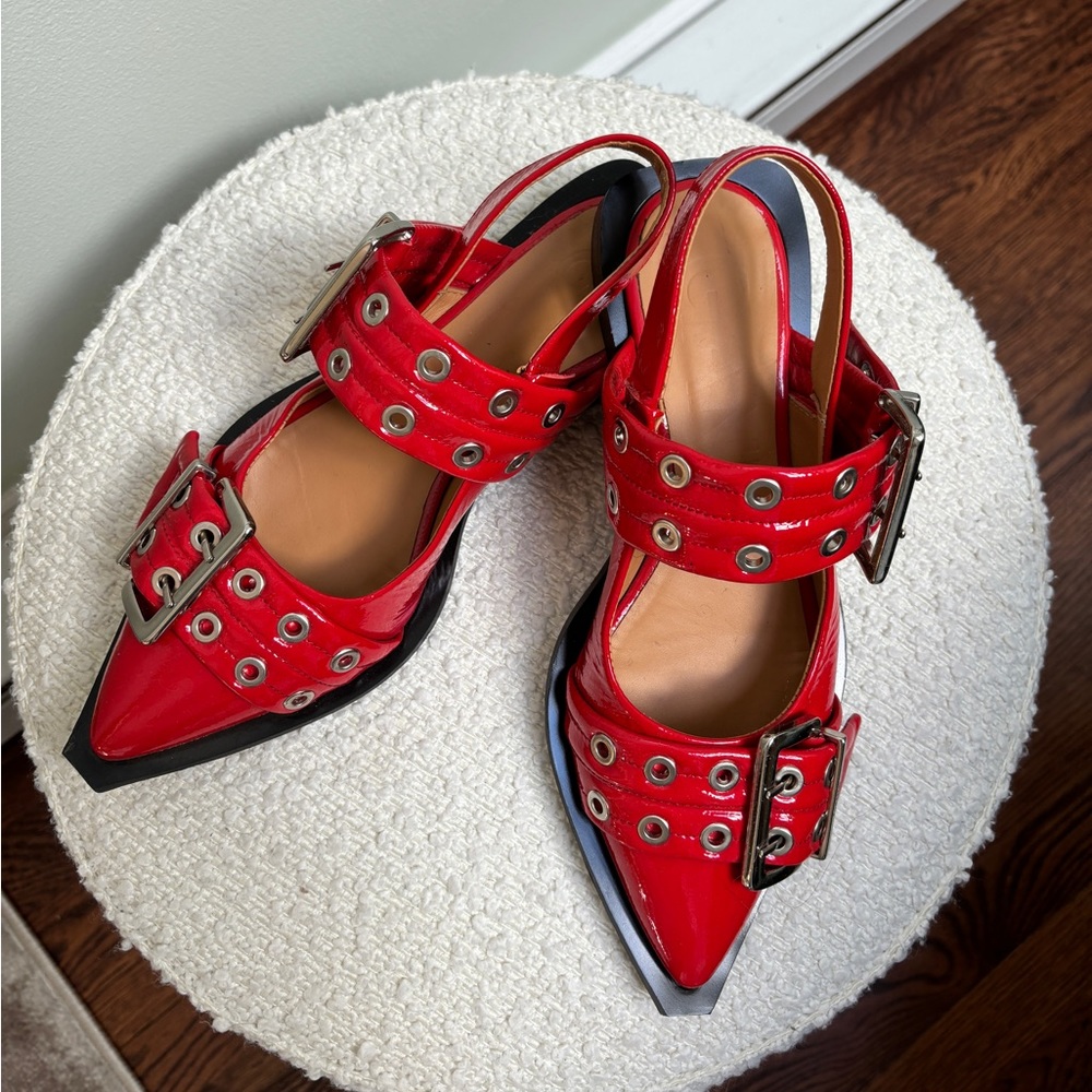 Ganni Buckle Ballerina Slingback Flats